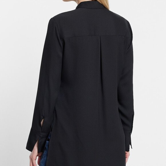 Express Women's Black Sheer Relaxed Tunic Portofino Shirt size Medium - Picture 3 of 5